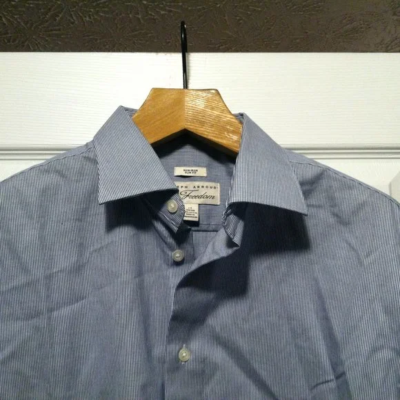 JOSEPH ABBOUD MEN'S BLUE 100%COTTON DRESS SHIRT SLIM FIT SIZE: 17/34-35